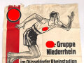 Plakat der SA Gruppe Niederrhein "Leichtathletik u. Volkskampf Meisterschaften" Düsseldorf Rheinstadion 1934, defekt, Maße 62 x 83cm