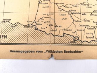 Vriijwillinger Legioen Nederland - Den Haag "Völkischen Beobachter Plan vom Westraum", Maße 42,5 x 54 cm, stark gebraucht