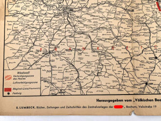 Vriijwillinger Legioen Nederland - Den Haag "Völkischen Beobachter Plan vom Westraum", Maße 42,5 x 54 cm, stark gebraucht