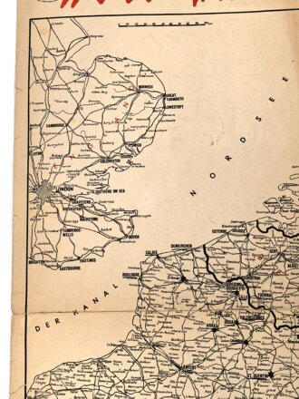 Vriijwillinger Legioen Nederland - Den Haag "Völkischen Beobachter Plan vom Westraum", Maße 42,5 x 54 cm, stark gebraucht