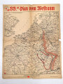 Vriijwillinger Legioen Nederland - Den Haag "Völkischen Beobachter Plan vom Westraum", Maße 42,5 x 54 cm, stark gebraucht