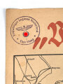 Vriijwillinger Legioen Nederland - Den Haag "Völkischen Beobachter Plan vom Westraum", Maße 42,5 x 54 cm, stark gebraucht