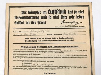 RLB Reichsluftschutzbund Landesgruppe Rheinland, Haustafel, Maße 33,5 x 50 cm 