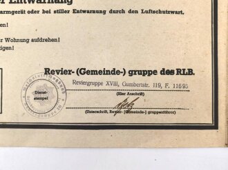 RLB Reichsluftschutzbund Landesgruppe Rheinland, Haustafel, Maße 33,5 x 50 cm 