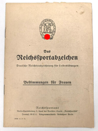 Das Reichssportabzeichen, Bestimmungen für Frauen, DIN A5