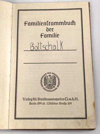 Deutsches Einheits Familien- Stammbuch einer Familie aus Königsberg Preussen, DIN A5, stark gebraucht