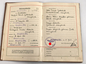 Deutsches Einheits Familien- Stammbuch einer Familie aus Königsberg Preussen, DIN A5, stark gebraucht