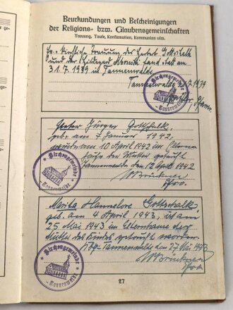 Deutsches Einheits Familien- Stammbuch einer Familie aus Königsberg Preussen, DIN A5, stark gebraucht