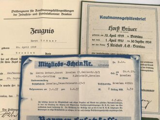 Kaufmannsgehilfenbrief eines Kaufmannes aus Breslau, 1939