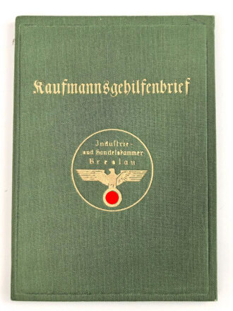 Kaufmannsgehilfenbrief eines Kaufmannes aus Breslau, 1939