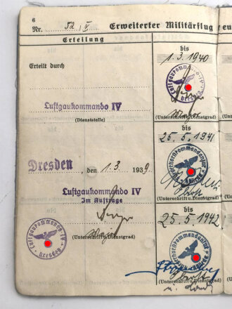 Militär Flugzeugführerschein  ausgestellt 1939