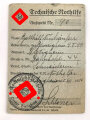 Technische Nothilfe, Ausweis eines Nothelfers aus Vietigheim, Eintrittdatum 1934, extra Bild beiliegend