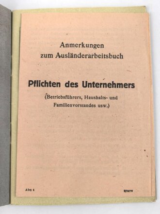 Arbeitsbuch für Ausländer eines Mannes aus...