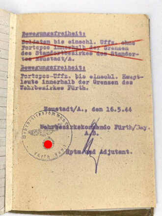 Soldbuch Heer, ausgestellt 7.9.1939 bei Infanterie Ersatz Btl. 21