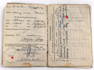 Soldbuch Heer, ausgestellt 7.9.1939 bei Infanterie Ersatz Btl. 21
