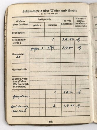 Soldbuch Heer, ausgestellt 10.12.1940 bei Inf. Pz. Jäg. Ers, Komp 17 Coburg