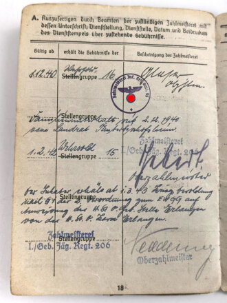 Soldbuch Heer, ausgestellt 10.12.1940 bei Inf. Pz. Jäg. Ers, Komp 17 Coburg