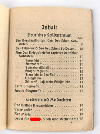Katholisches Feldgesangbuch, 95 Seiten, Kleinformat,...