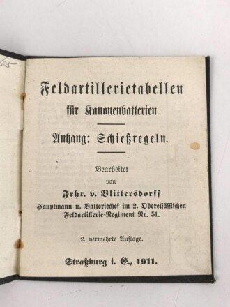 "Feldartillerietabellen für Kanonenbatterien,...