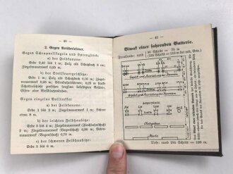 "Feldartillerietabellen für Kanonenbatterien, Anhang Schießregeln" datiert 1911, 44 Seiten, gebraucht, DIN A6
