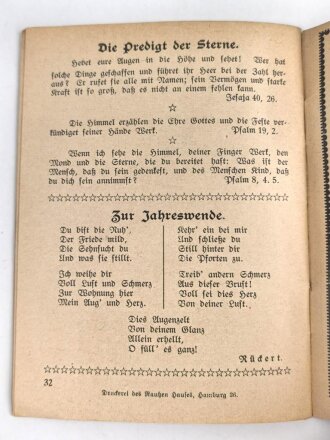 1. Weltkrieg, Heft "1915 Heilige Nacht auf ferner Wacht" 32 Seiten, DIN A6