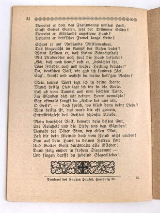 1. Weltkrieg, Heft "Schmücket das Fest mit Maien!" Pfingsten 1916, 32 Seiten, DIN A6