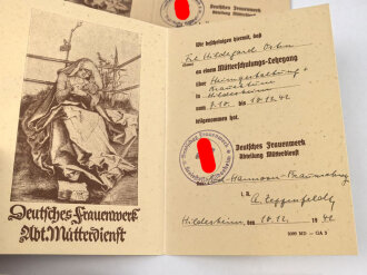 Deutsches Frauenwerk, Bescheinigungen mehrerer Lehrgänge einer Frau aus Hildesheim