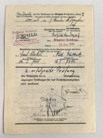 Deutsches Reichs Sportabzeichen DRL für Frauen, Urkundenheft und Reichschwimmscheine einer BDM Angehörigen aus Chemnitz