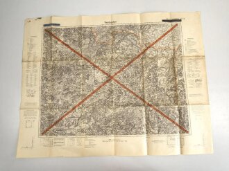 "Saarbrücken" Deutsche Heereskarte geschwärzt, Sonderausgabe 1940, Maße: 95 x 72cm