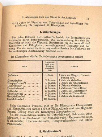 "Die Laufbahnen in der Luftwaffe", datiert 1942, 56 Seiten, gebraucht