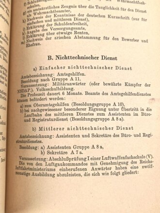 "Die Laufbahnen in der Luftwaffe", datiert 1942, 56 Seiten, gebraucht