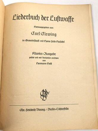 "Liederbuch der Luftwaffe" Klavier Ausgabe, 52...