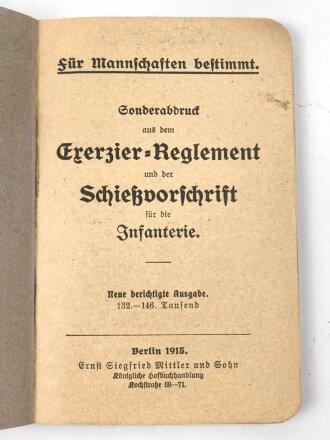 1. Weltkrieg "Sonderabdruck aus dem Exerzier...