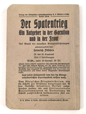 1. Weltkrieg "Sonderabdruck aus dem Exerzier Reglement und der Schießvorschrift für die Infanterie" datiert 1915, 123 Seiten, DIN A6