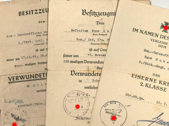 Urkundengruppe eines Sanitäts- Unteroffiziers