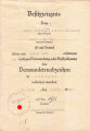 Besitzzeugnis eines Obergefreiten zum Infanterie Sturmabzeichen silber. Ausgestellt am 15.3.1942 bei Ski Kompanie Infanterie Regiment 445