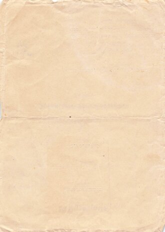 Besitzzeugnis eines Unteroffizier der 2./J.R. 463...