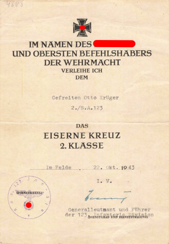 Zwei Verleihungsurkunden eines Gefreiten der schnellen...