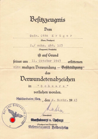 Zwei Verleihungsurkunden eines Gefreiten der schnellen...