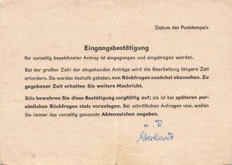 Verleihungsurkunde für das Kriegsabzeichen für Minensuch-, Ubootsjagd- und Sicherungsverbände eines Matrosengefreiten. Ausgestellt "An Bord, den 18. August 1943" ,