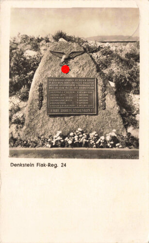 Ansichtskarte "Denkstein Flak-Reg. 24"