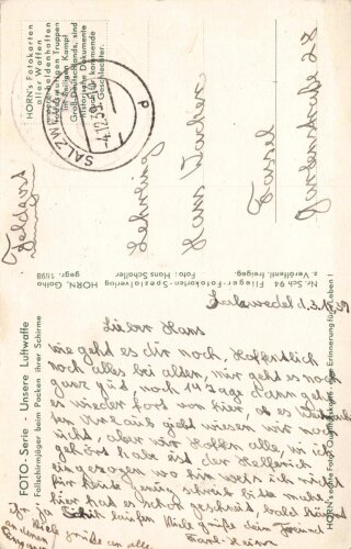 Ansichtskarte "Fallschirmjäger beim Packen...