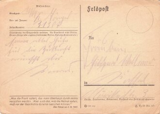 Feldpostkarte "Aus dem Osten Herzlichen...