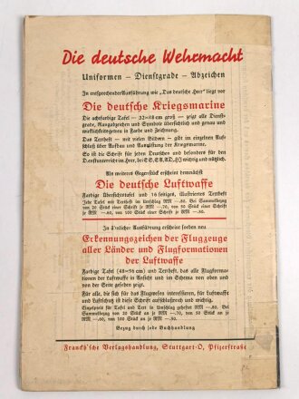 "Das deutsche Heer"  Farbtafel der Dienstgrade, Abzeichen und Waffenfarben, 16 Seiten, unter DIN A4