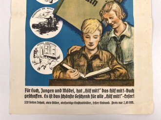 Werbeplakat Hitlerjugend, Deutsches Jungvolk, Bund Deutscher Mädel "Das hilf mit Buch" Maße: 29,5 x 41,5 cm