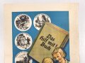 Werbeplakat Hitlerjugend, Deutsches Jungvolk, Bund Deutscher Mädel "Das hilf mit Buch" Maße: 29,5 x 41,5 cm