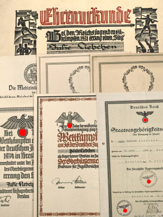 Urkundenkonvolut einer Frau aus Breslau, unter anderem...