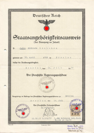 Urkundenkonvolut einer Frau aus Breslau, unter anderem Urkunden zum Fest der Deutschen Jugend 1934 und 1935