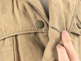 Waffen SS Tropenfeldbluse , sogenannte Sahariana. Getragenes Kammerstück , ungereinigt