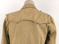 Waffen SS Tropenfeldbluse , sogenannte Sahariana. Getragenes Kammerstück mit original vernähtem Ärmaladler. Ungereinigt